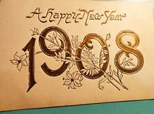 1908 ANTIQUE A HAPPY NEW YEAR POSTCARD, GERMANY picture