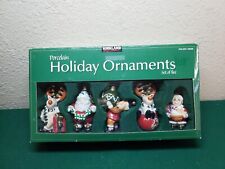 Kirkland Collectible Porcelain Holiday Christmas Tree Ornaments, Set of 5 picture