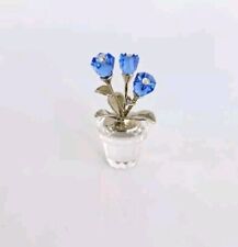 Swarovski Crystal Forget Me Not Blue Tulip Flowers In Vase Pot Figurine NWOB picture