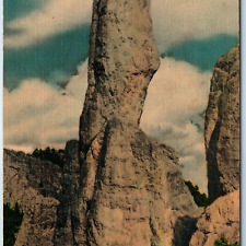 c1940s Black Hills, SD The Traffic Cop Needles Highway Rock Formation Linen A204 picture