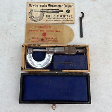 Vintage Starrett No. 203 Micrometer 1 Inch W/ Original Box, Wrench & Paperwork picture