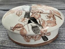 VTG Limoges France Hand Painted Porcelain Chickadees & Flowers Oval 8”x6” picture