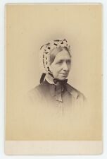 Antique c1880s Cabinet Card Beautiful Older Woman With Lovely Bonnet New York NY picture