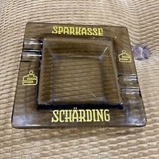 VTG Heavy Glass Sparkasse Savings Bank Ashtray From Schärding, Austria Advertise picture