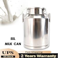 50L Stainless Milk Can Wine Pail Bucket Milk Jug Oil Barrel Canister 13.25Gal picture
