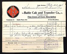Butte, MT Butte Cab and Transfer Co. 1908 Billhead & Missouri River Power picture