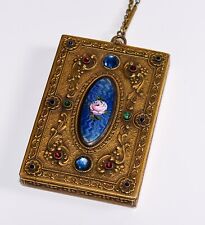 SPECTACULAR Antique FRENCH Jeweled *ENAMEL GUILLOCHE* Compact WRISTLET Original picture