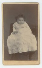 Antique ID'd CDV Circa 1870s Adorable Baby in White Dress Named Jasper Holland picture