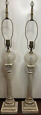 Pair of Vintage Italian Marble-Based Porcelain Coin-Spot Table Lamps picture