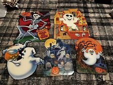 Vintage Halloween Die Cut Wall Decorations 80s Pumpkins Ghosts Spooky Hallmark E picture