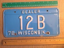 License Plate, Wisconsin, 1978, Dealer, 12 B picture
