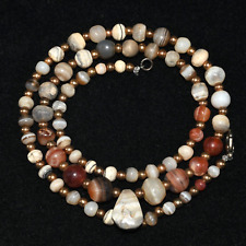 Genuine Ancient Bactrian Agate Stone Bead Necklace Circa 3rd - 2nd Millennium BC picture