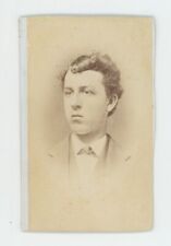 Antique CDV Circa 1870s Handsome Young Man With Curly Hair Wearing Suit & Tie picture