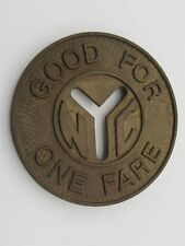Vintage Brass 3 Legged Trivet “Good for One Fare” NYC. 5 7/8” Diameter picture