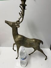 Vtg Large Gold Brass Deer Stag Reindeer Candelabra Candle Stick Holder Christmas picture