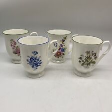 Staffordshire Fine Earthenware Footed Floral Mug Set Of 4 England picture