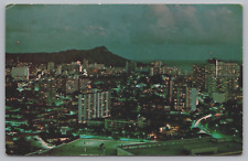 View of Honolulu from La Ronde Revolving Restaurant Hawaii 1960s Vtg Postcard B5 picture