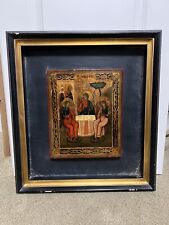 Antique Russian orthodox hand painted icon . Framed. Size 10 ‘’ X 12’’ picture