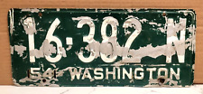 1954 WASHINGTON License Plate -- 16-382 N -- vintage '54 WA 1950s picture
