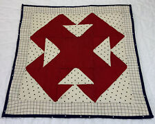 Antique Vintage Patchwork Quilt Table Topper, T’s, Early Calico Prints, Red picture