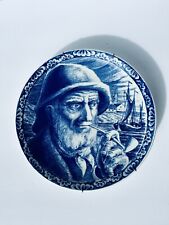 Vintage Delft Ceramic Wall Hanging Charger Plate Sailor And The Horizon  picture