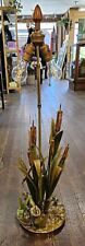 Vintage Metal Lamp With Pheasant In Cattails picture