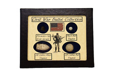 Original Civil War Bullets Relics Collection in Display Case (4 Piece) with COA picture