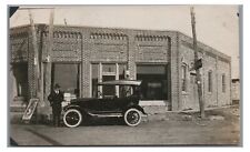 RPPC Old Car at Texaco Garage Gas Station Roadside Vintage Real Photo Postcard picture