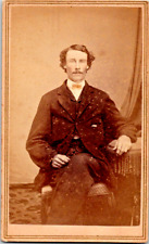 Antique  1860s CDV Photograph Watertown, New York Man by Shart Hand Colored Tie picture