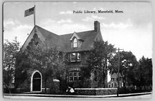 postcard Antique Public Library Mansfield Massachusetts B3 picture