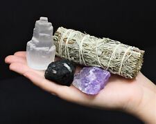 Home Protection Crystal Kit: Amethyst, Selenite, Tourmaline & Blue Sage Smudge picture