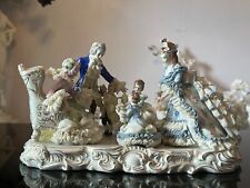 Antique German Mueller Volkstedt Porcelain Lace Figurine Happy Family, Large 12
