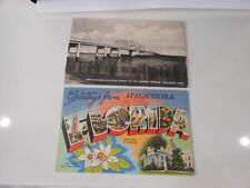 2 1949 Souvenir Florida Postcards: Apalachicola & Apalachicola Gorrie Bridge picture