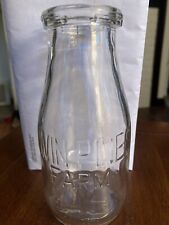 VINTAGE ANTIQUE MILK DAIRY GLASS BOTTLE ADVERTISING Detroit Michigan Twin Pines picture