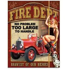 Fire Dept No Problem Metal Tin Sign Home Firefighter Garage Shop Bar Decor #1720 picture