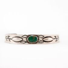 FRED HARVEY STERLING SILVER GREEN TURQUOISE BUMP UPS STAMPS BRACELET 6.5
