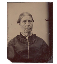 1860s 1870s Older Victorian Woman Jewelry Ninth 9th 1/9 Plate Tintype picture