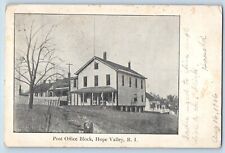 Hope Valley Rhode Island Postcard Post Office Block Field c1906 Vintage Antique picture