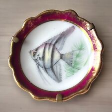 Hand-Painted Limoges France Miniature Plate Fish Scene Signed 2” Vintage picture