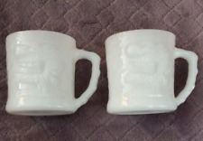 (2) Vintage BC Comics “Grog” Mugs By Johnny Hart 1960's White Milk Glass picture