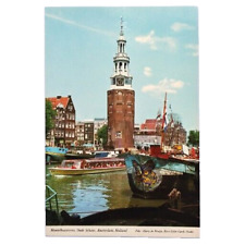 Montelbaan Tower Amsterdam Holland Postcard Clock Boats Water Chrome Continental picture