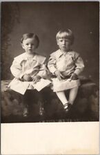 Vintage 1910s Real Photo RPPC Postcard Two Children / Siblings / Studio Portrait picture