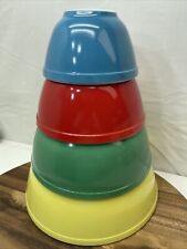 Vintage Set Of 4 Pyrex Primary Colors Nesting Mixing Bowls No. 401 402 403 404 picture
