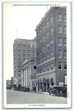 c1940s Calcaseu National Bank Building Lake Charles Louisiana LA Cars Postcard picture