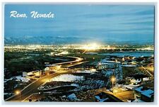 c1960 Aerial View Panorama Reno Portraying City Night Activities Nevada Postcard picture