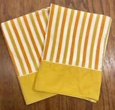 Vintage 1970s Pillowcases Striped Orange and Gold by Fashion Manor Retro Bedroom picture