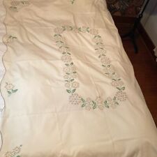 Vintage Handmade Embroidered Cottagecore Large Rectangle Table Linen Tablecloth picture