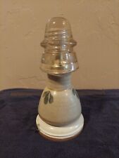 Small Table Lamp Battery Operated With Vintage Insulator Shade - Unusual picture