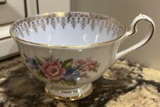 Queen Anne Teacup Floral Fine Bone China Cup England Made Gold Accent picture