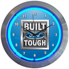 FORD - BUILT FORD TOUGH NEON CLOCK Sign Lamp Light picture